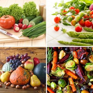 A range of seasonal vegetables. Eat seasonally to make your money go further.